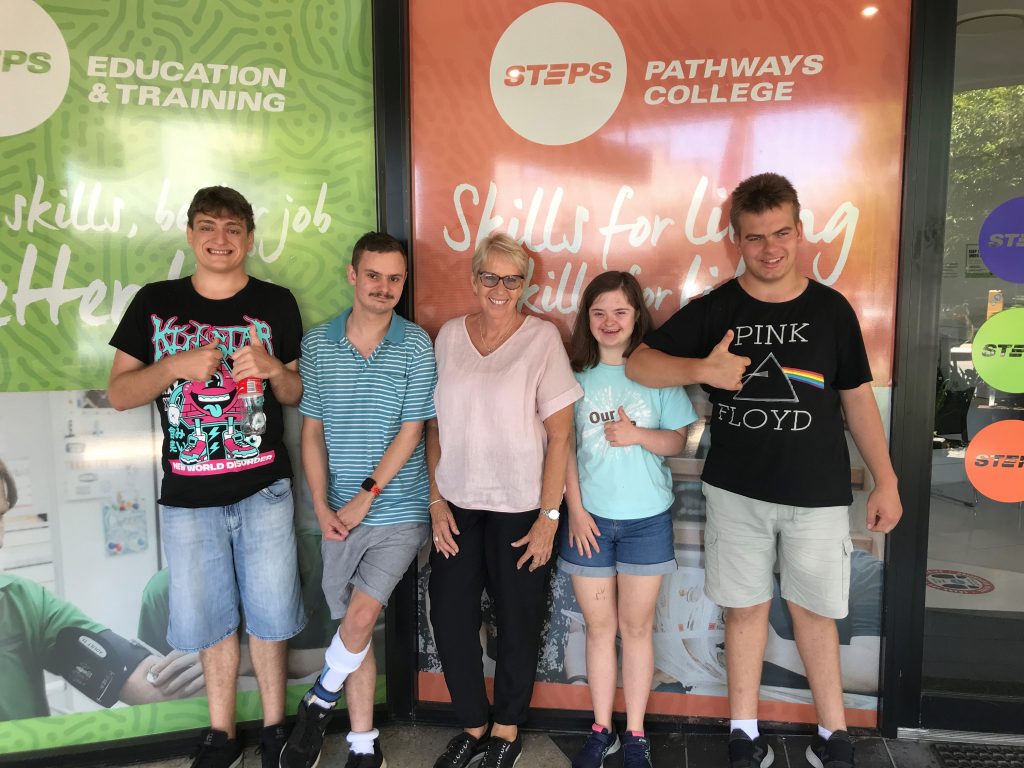 STEPS volunteer Robyn with STEPS Pathways College students