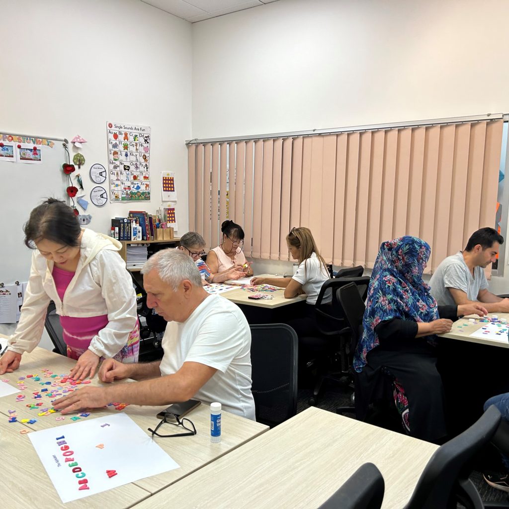 STEPS AMEP students at Palmerston engage in an activity promoting Adult Learning Week.