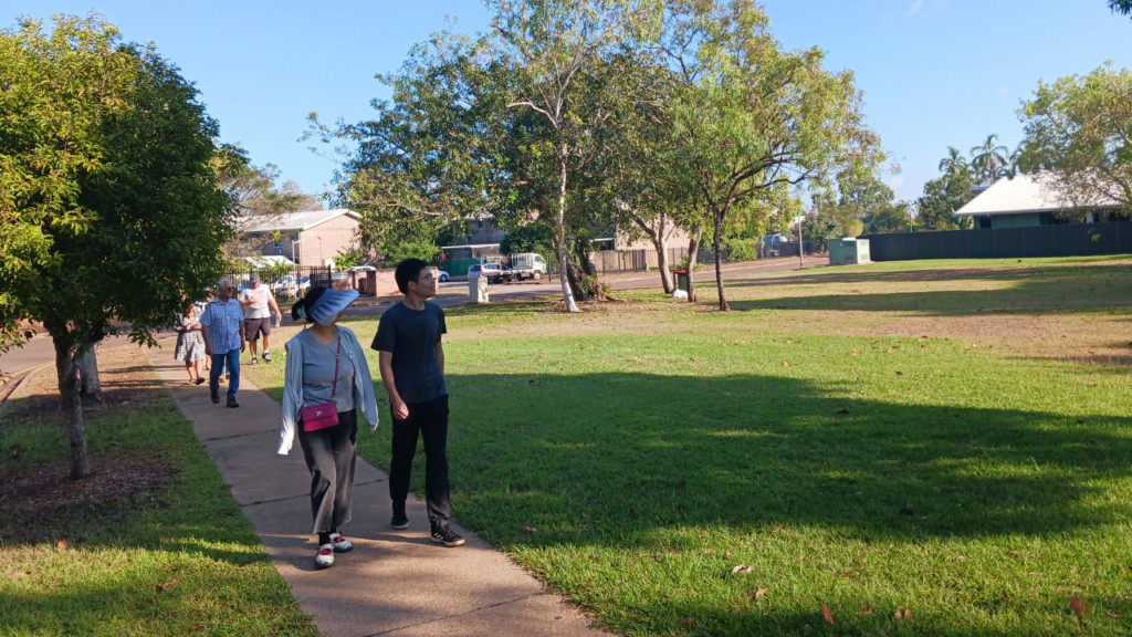 Heart Health Walking Group walking through the park